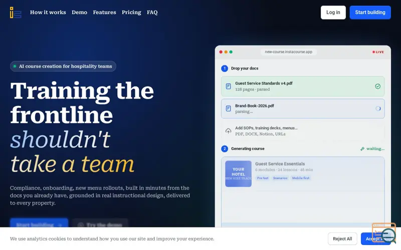 Screenshot of InstaCourse