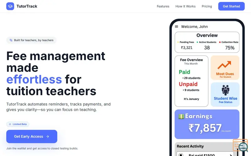 Screenshot of TutorTrack