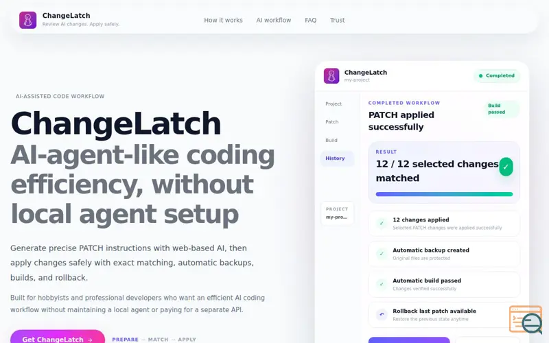 Screenshot of ChangeLatch