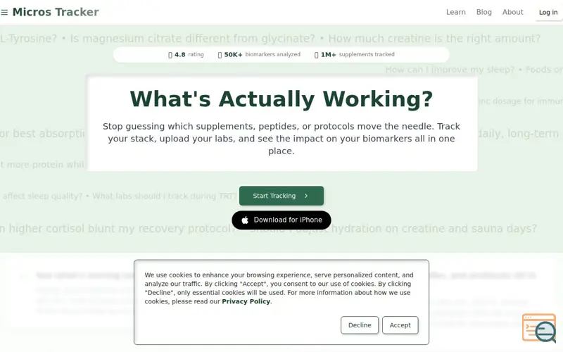 Screenshot of Micros Tracker, a launch using Unlayer