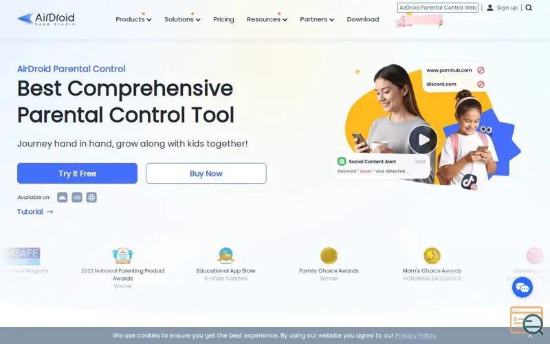 Screenshot of AirDroid Parental Control, a launch using R.O.EYE