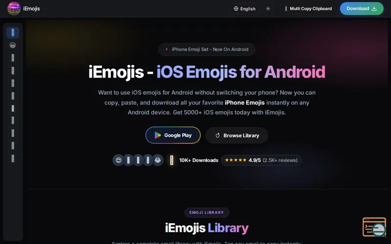 Screenshot of iEmojis
