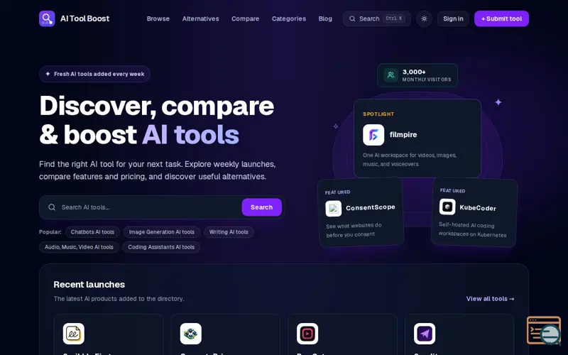 Screenshot of AI Tool Boost — Get your AI products discovered