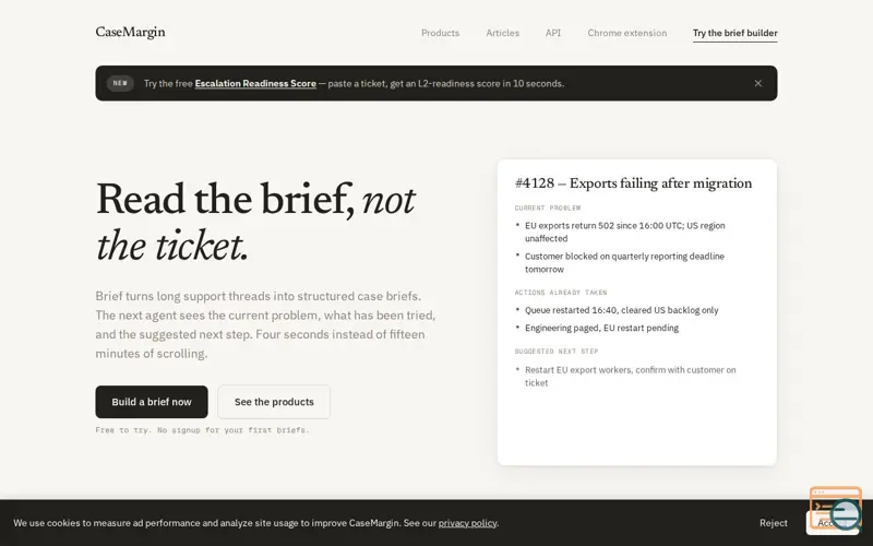 Screenshot of Brief By Casemargin
