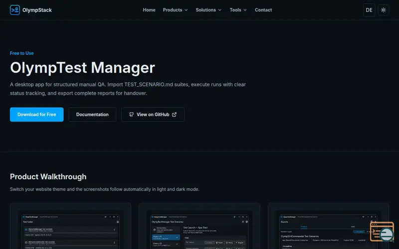 Screenshot of OlympTest Manager