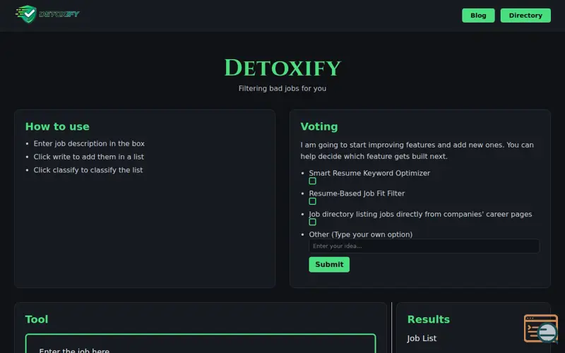 Screenshot of Detoxify