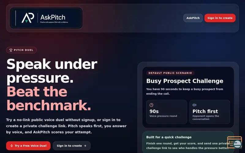 Screenshot of Askpitch