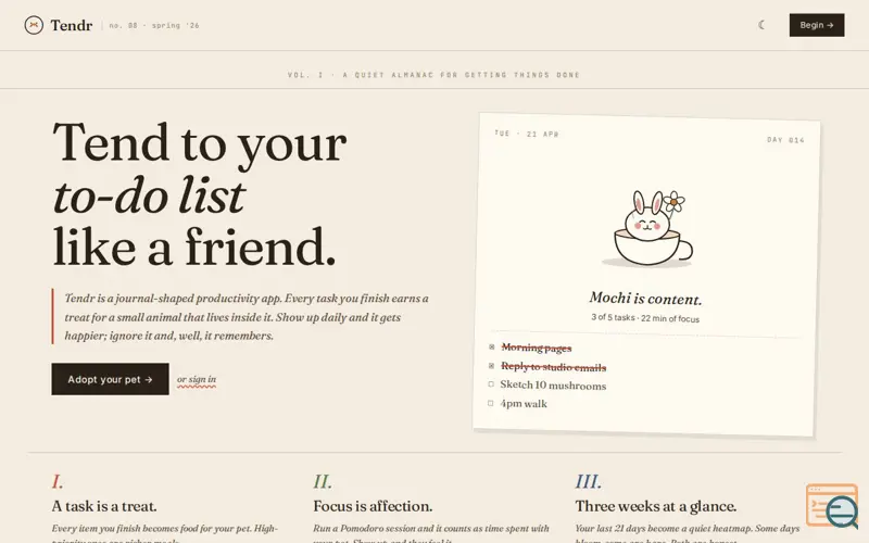 Screenshot of Tendr