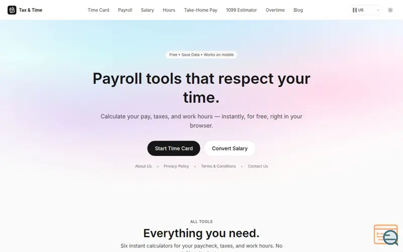 Screenshot of Tax & Time