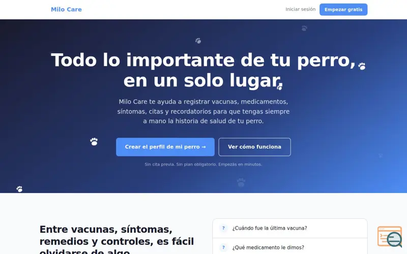 Screenshot of Milo Care 