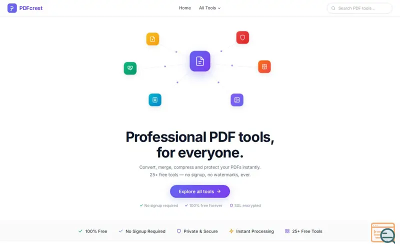 Screenshot of PDFcrest