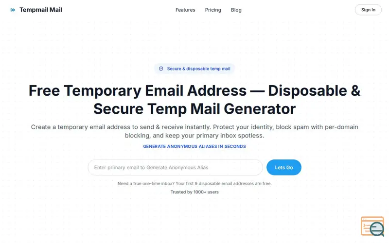 Screenshot of Temp Mail