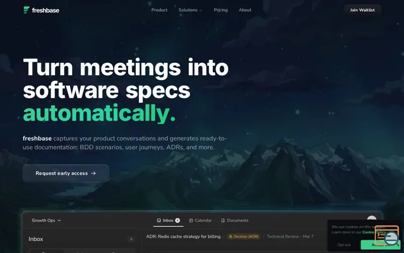 Screenshot of Freshbase — Meetings to specs