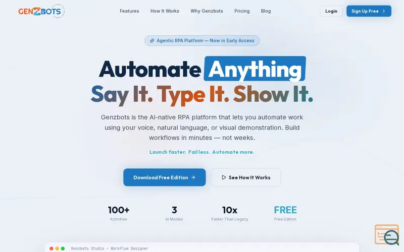 Screenshot of Genzbots Studio - Workflow designer