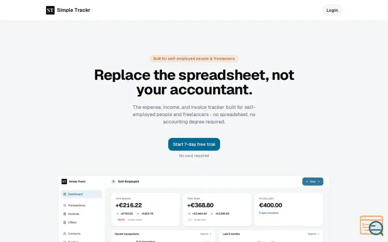 Screenshot of Simple-trackr