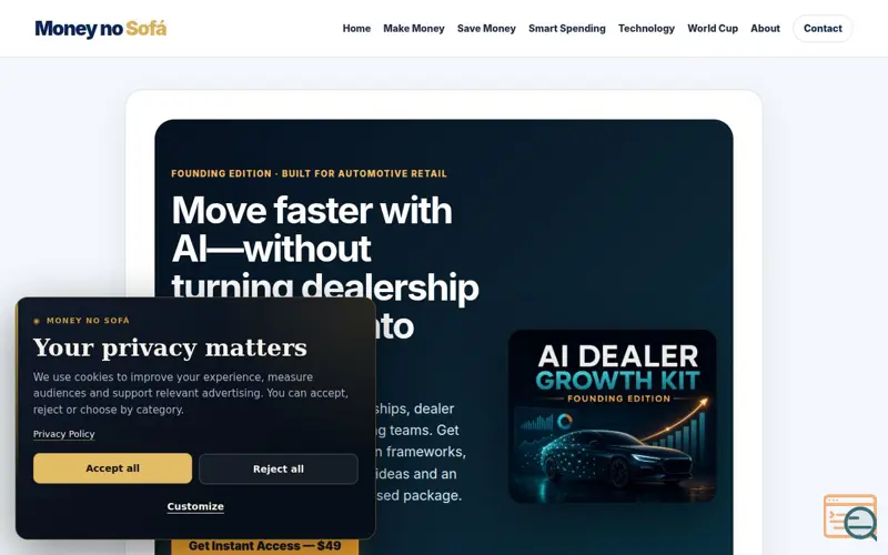 Screenshot of Money no Sofá, a launch using Yoast