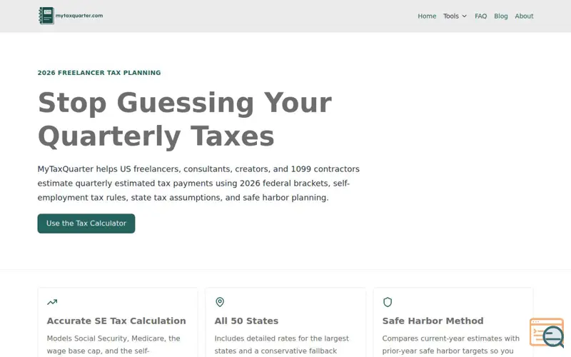 Screenshot of MyTaxQuarter