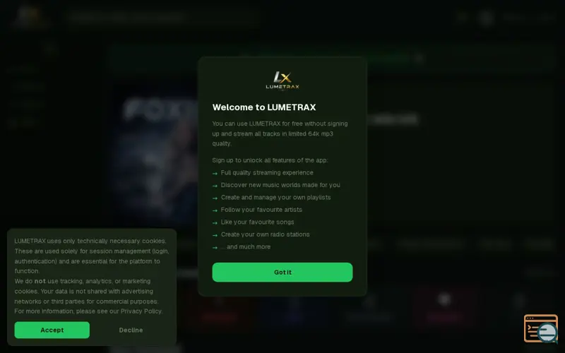 Screenshot of LUMETRAX