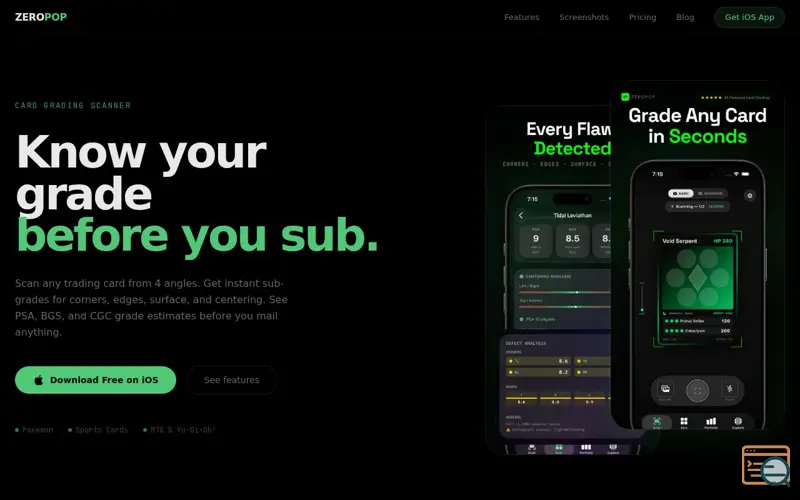 Screenshot of ZeroPop: AI Card Grader