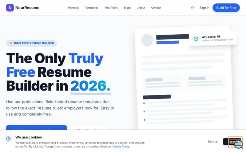 Screenshot of NourResume