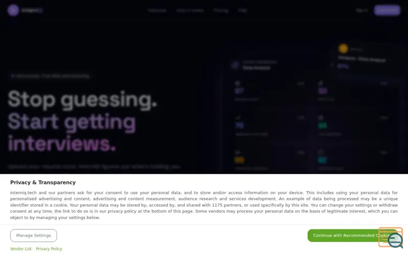 Screenshot of InternIQ