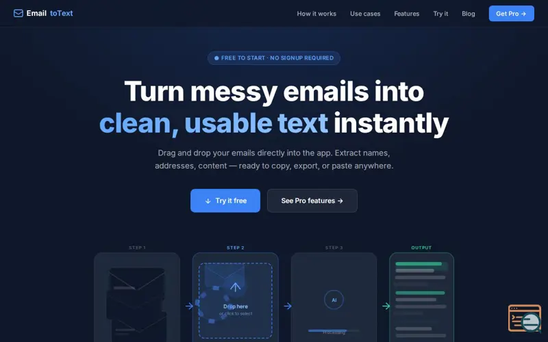 Screenshot of Email to Text Pro, a launch using SyraHost