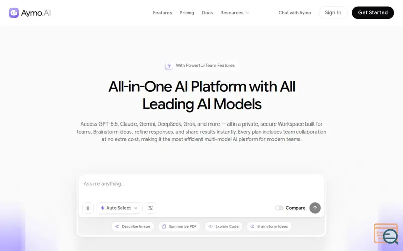 Screenshot of Aymo AI, a launch using Cloudflare Bot Management