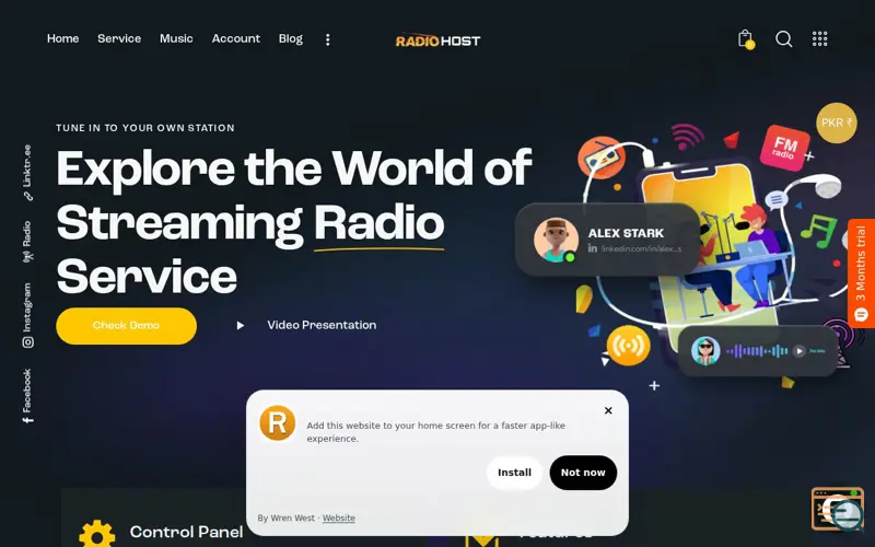 Screenshot of radiohost.online