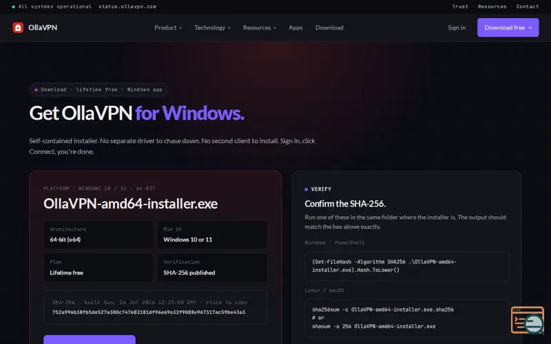 Screenshot of OllaVPN