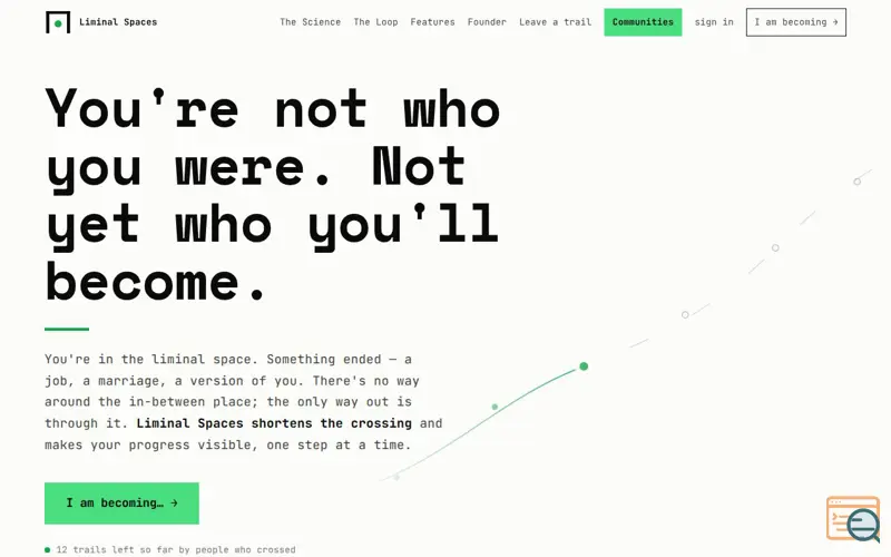 Screenshot of Liminal Spaces — A map for becoming.