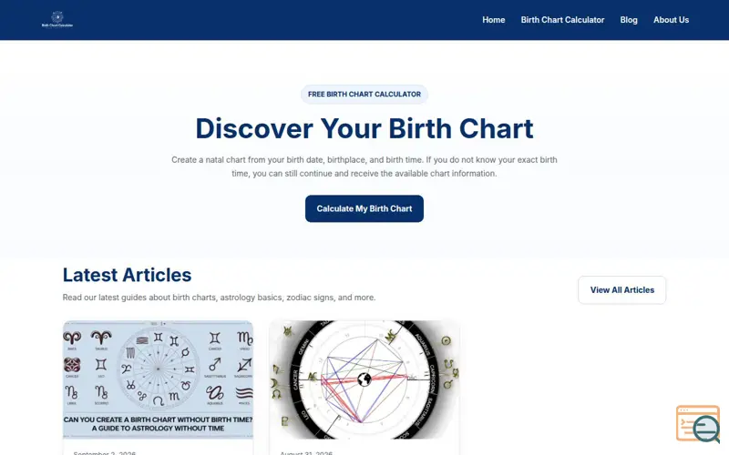 Screenshot of Birth Chart Calculator