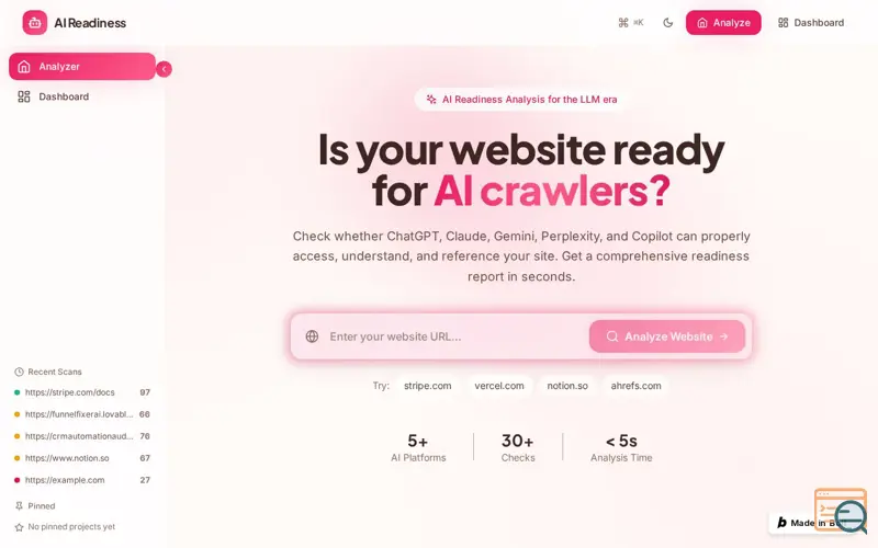 Screenshot of AI Crawler Readiness Checker
