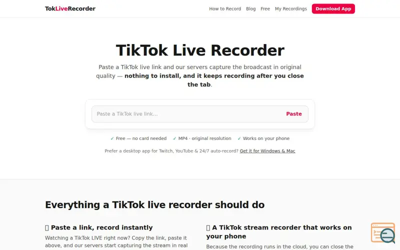 Screenshot of Tok Live Recorder