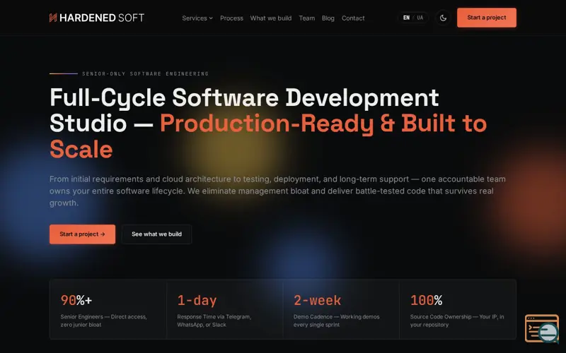 Screenshot of Hardened Soft — Senior Full-Cycle Software Engineering Studio