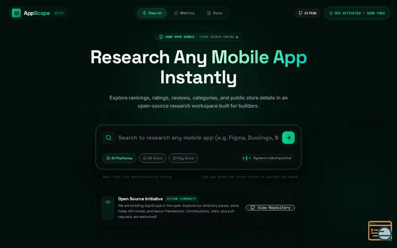 Screenshot of AppScope Mobile 