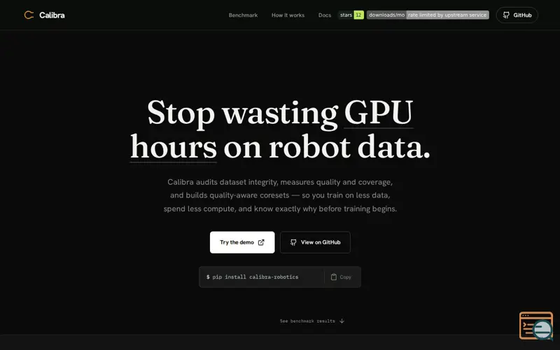 Screenshot of Calibra: Cut Robot Training Costs
