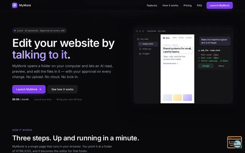 Screenshot of MyMonk
