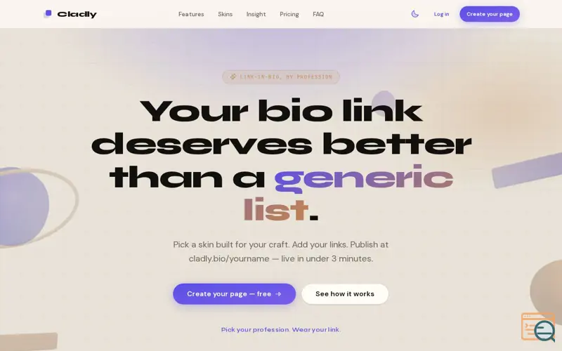 Screenshot of Cladly