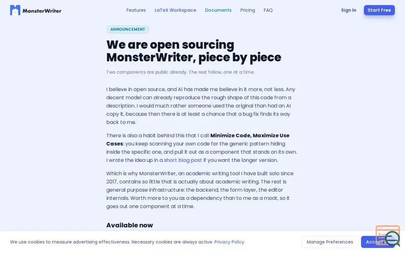 Screenshot of Monsterwriter