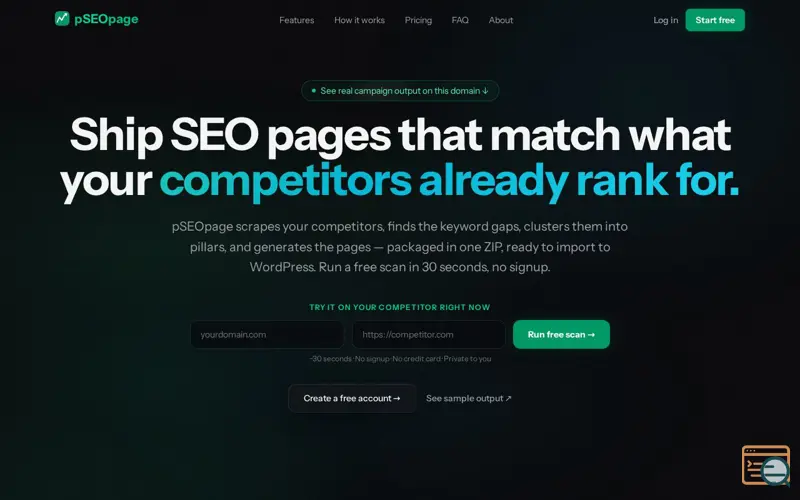 Screenshot of pSEOpage — SEO pages on autopilot