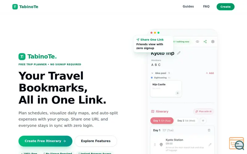 Screenshot of TabinoTe