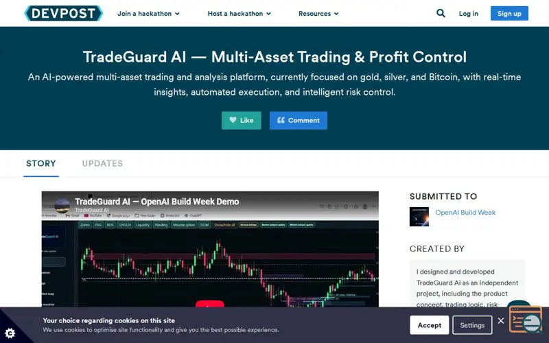 Screenshot of TradeGuard AI, a launch using Honeybadger