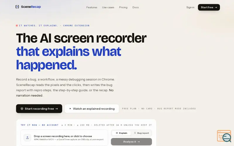 Screenshot of SceneRecap