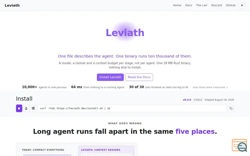 Screenshot of Leviath, a structured runtime for AI agents