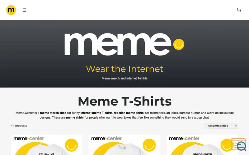 Screenshot of Internet Memes on T-Shirts