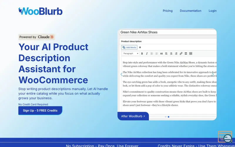 Screenshot of WooBlurb