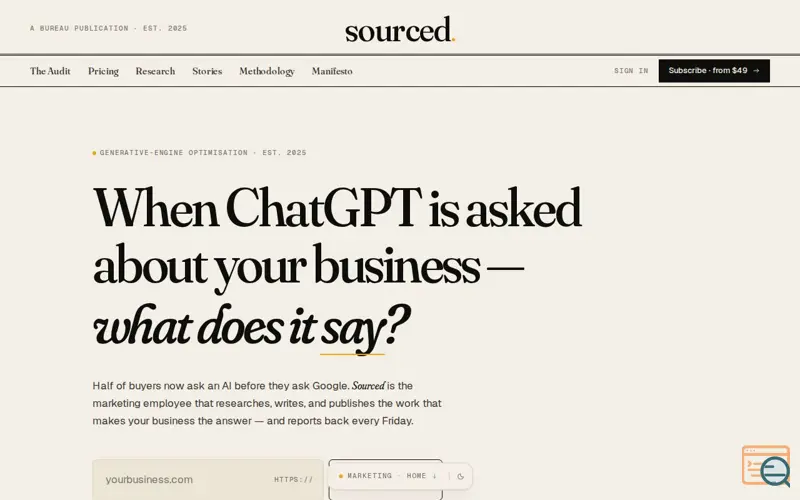 Screenshot of Sourced