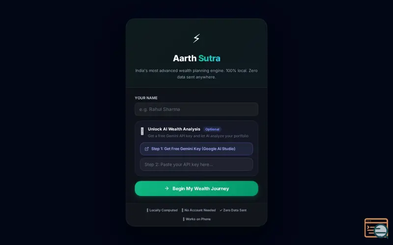 Screenshot of Aarth Sutra