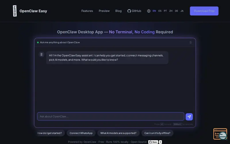 Screenshot of OpenClaw Desktop App