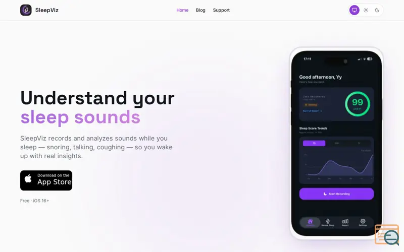 Screenshot of SleepViz 